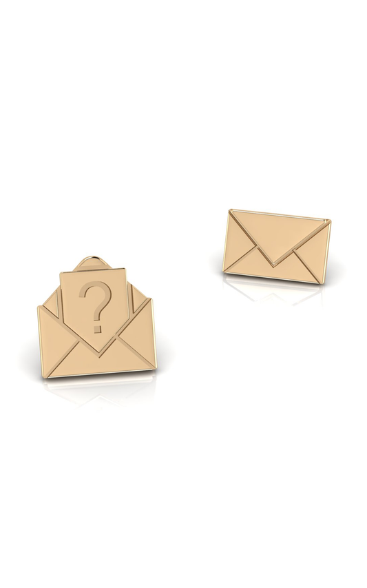 Golden Message-10K Gold Stud Earrings