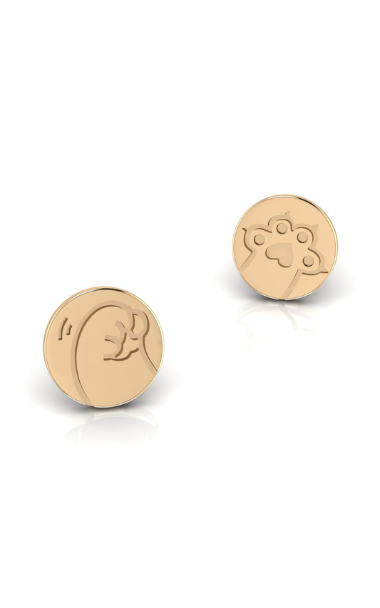 Cat’s Mark -10K Gold Stud Earrings