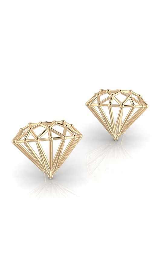 Geo Diamond-10K Gold Stud Earrings