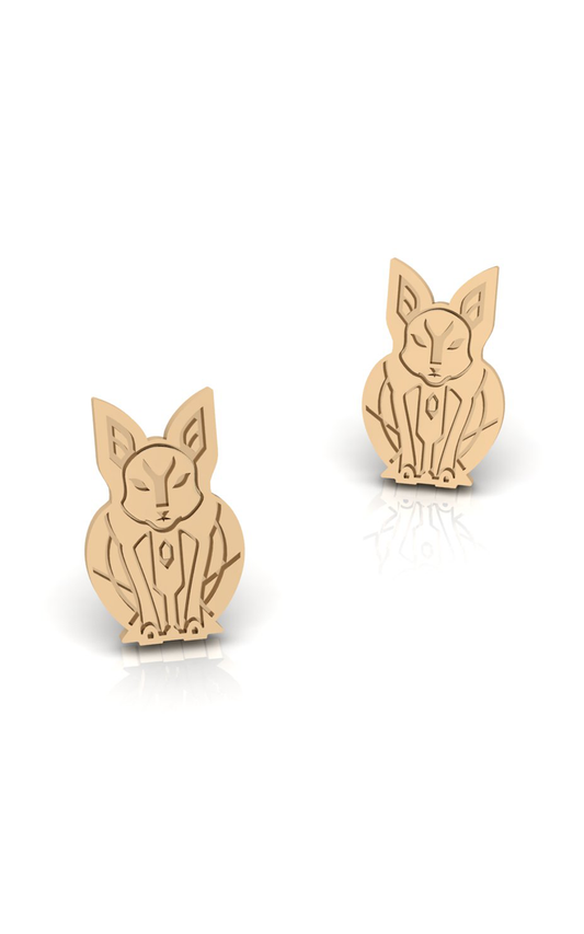 Kitsune-10K Gold Stud Earrings