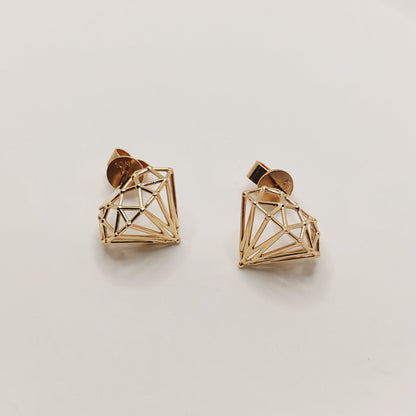 Geo Diamond-10K Gold Stud Earrings